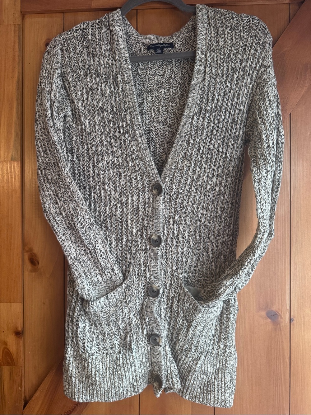 American Eagle Outfitters Grey Marled Button-Up Cardigan